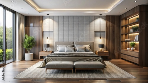 Modern bedroom with minimalistic design and sleek furniture, modern, bedroom, minimalist, design, sleek, furniture, interior