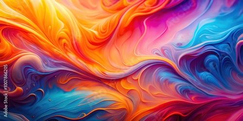 Wallpaper Mural Blurry psychedelic fluid in orange, pink, and blue colors flowing in abstract art background, psychedelic Torontodigital.ca