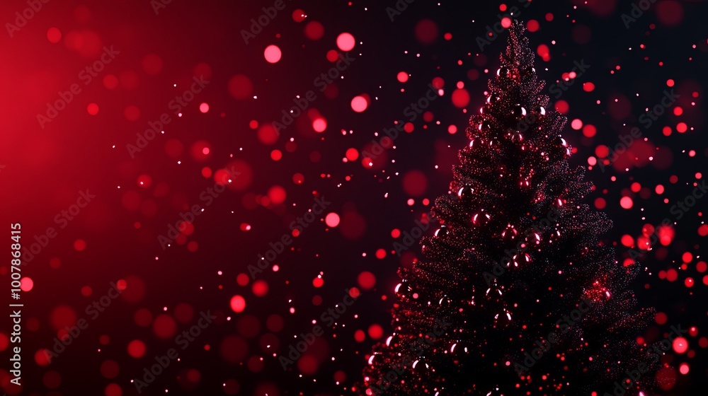 Sparkling Christmas tree with red bokeh lights Sparkling Christmas tree with red bokeh lights