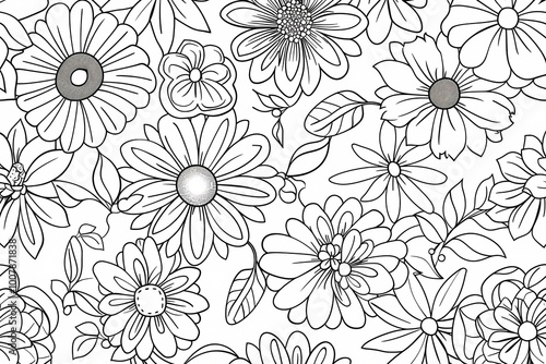 Wallpaper Mural Intricate floral patterns featuring a variety of flowers and leaves, ideal for coloring or design projects. Torontodigital.ca