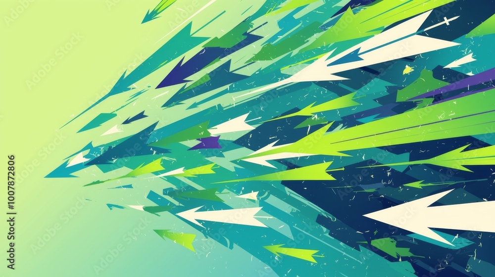 A vector illustration of green arrows moving forward, featuring a white and green color theme. A vector illustration of green arrows moving forward, featuring a white and green color theme.