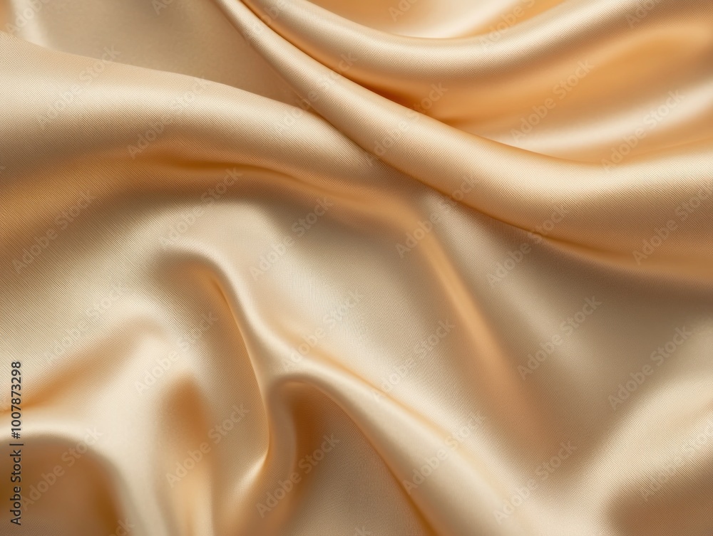 A close-up of luxurious, smooth satin fabric in a soft beige hue. A close-up of luxurious, smooth satin fabric in a soft beige hue.