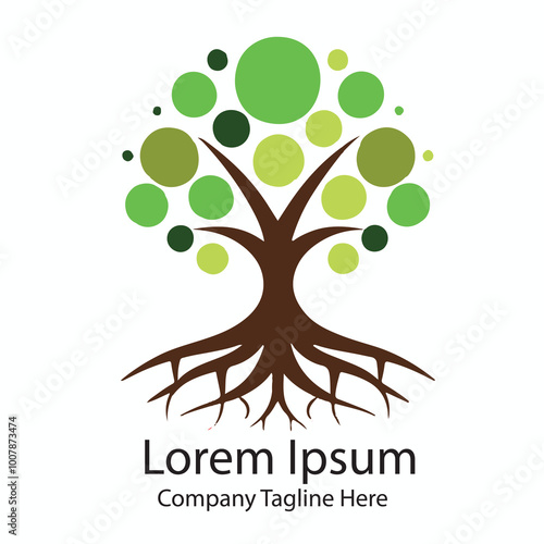Abstract root tree logo vector illustration design with green leaf, family tree logo design, the best tree and root logo collection set, perfect for company logos, business and branding.