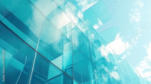 Abstract close up of the glass covered exterior of a contemporary building