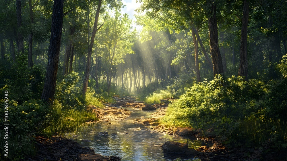 Sunbeams through the Forest Sunbeams through the Forest