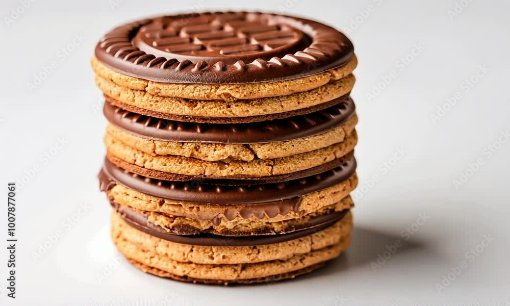 Chocolate Cookies Stacked on White Chocolate Cookies Stacked on White