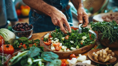 Man Making a Salad