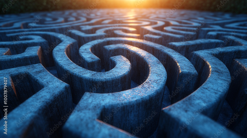 A stunning close-up of a maze structure with intricate patterns, beautifully illuminated by the warm glow of a setting sun. A stunning close-up of a maze structure with intricate patterns, beautifully illuminated by the warm glow of a setting sun.