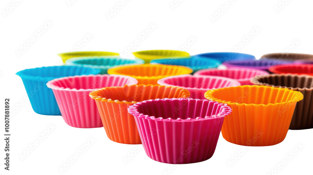 Stackable silicone baking cups on white background Stackable silicone baking cups on white background