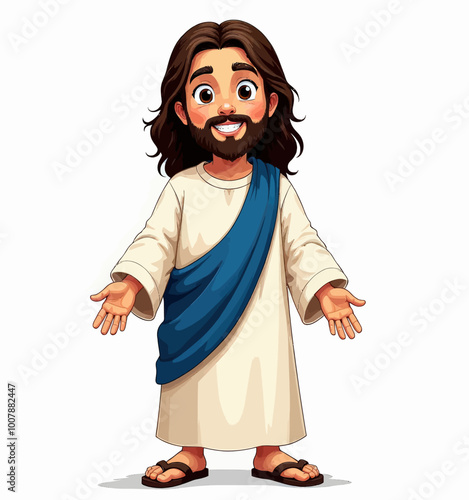 Smiling Jesus Cartoon Illustration 
