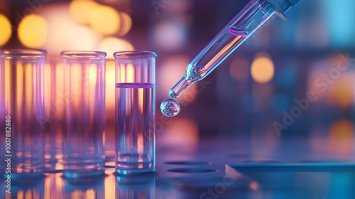 Droplet from Pipette Falling into a Test Tube
