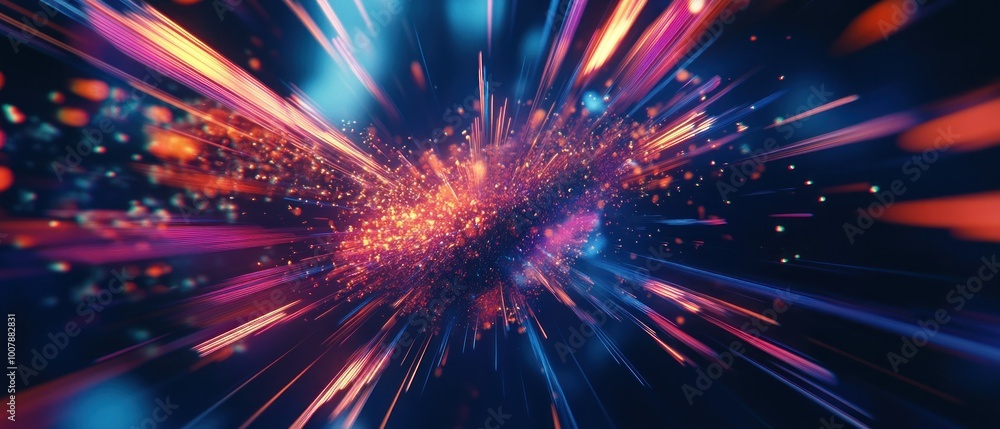 Abstract digital explosion of light and color, creating a dynamic visual effect. Abstract digital explosion of light and color, creating a dynamic visual effect.