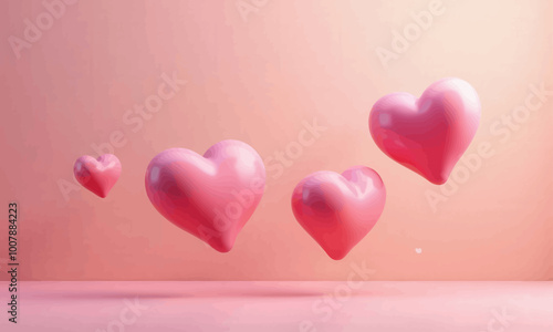 Pink Hearts on a Pink Background 