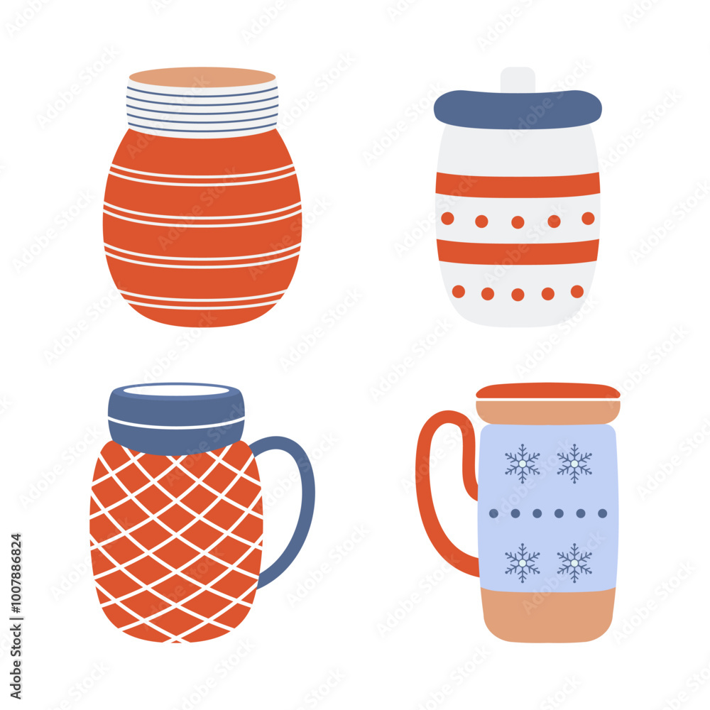 Winter Stuff Collection of Jar Cup Mug Glass Drink Beverage Decoration Winter Stuff Collection of Jar Cup Mug Glass Drink Beverage Decoration