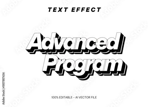 black and white 3D text effect advanced program