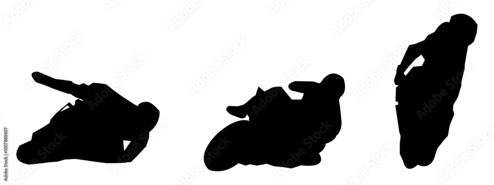 Set of motorbike racer silhouettes. isolated on white background. graphic vector illustration. Set of motorbike racer silhouettes. isolated on white background. graphic vector illustration.