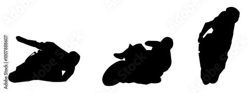 Set of motorbike racer silhouettes. isolated on white background. graphic vector illustration.