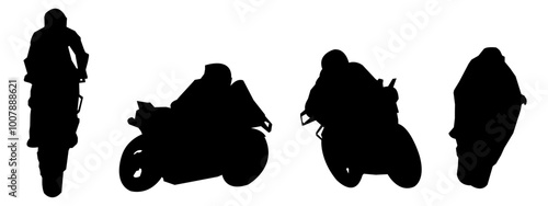 Set of motorbike racer silhouettes. isolated on white background. graphic vector illustration.