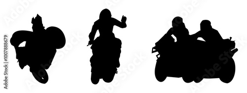 Set of motorbike racer silhouettes. isolated on white background. graphic vector illustration.