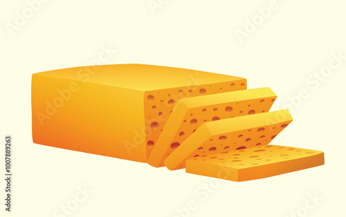 vector tasty yellow cheese illustration