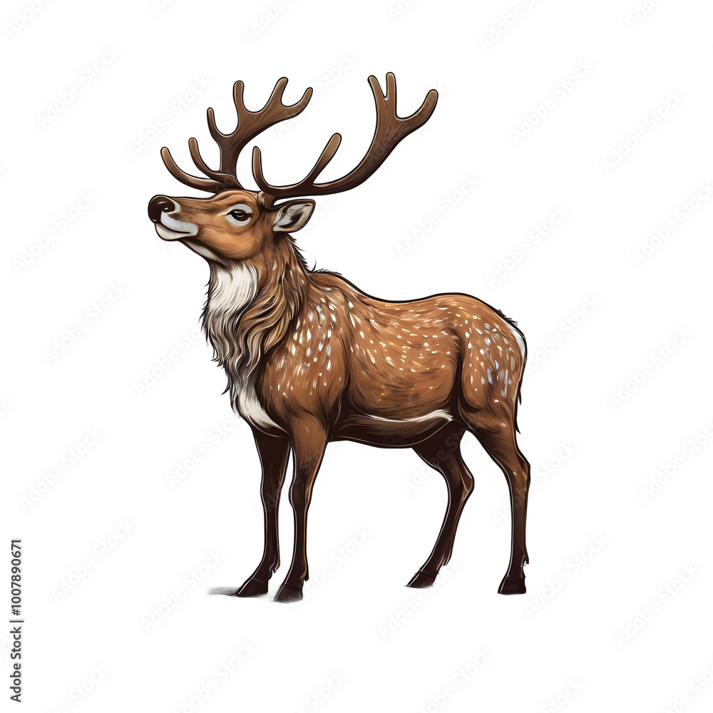 Obraz premium illustration of christmas reindeer on transparent background. cartoon style design for poster, banner, flyer, social media. ai generative design