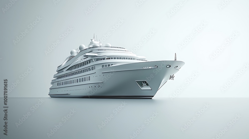 Luxury Yacht in Calm Waters Isolated Minimalist Design Luxury Yacht in Calm Waters Isolated Minimalist Design