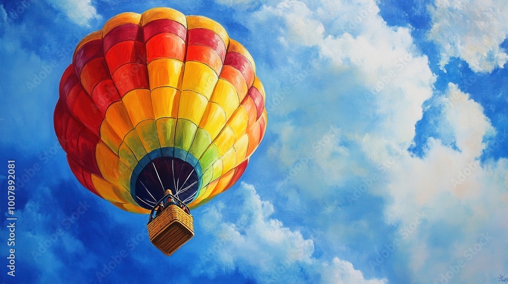 Fototapeta premium Bright and sunny skies enhance the vibrant colors of the balloon
