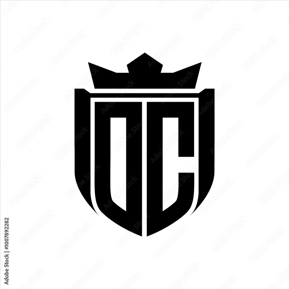 DC Logo with shield shape inside shield badge crown on white background template design DC Logo with shield shape inside shield badge crown on white background template design
