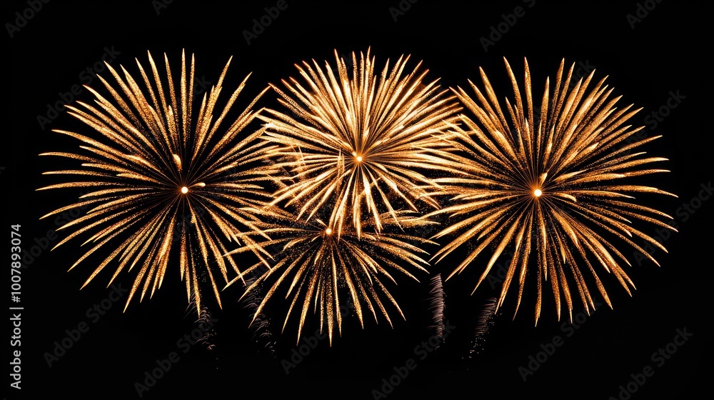 Fototapeta premium Dazzling Golden Fireworks Illuminate the Night Skies with Spectacular Grandeur