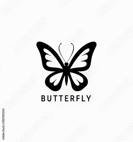 Black Butterfly Silhouette Logo 