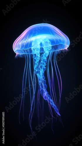 Illuminated Jellyfish in a Surreal Underwater World