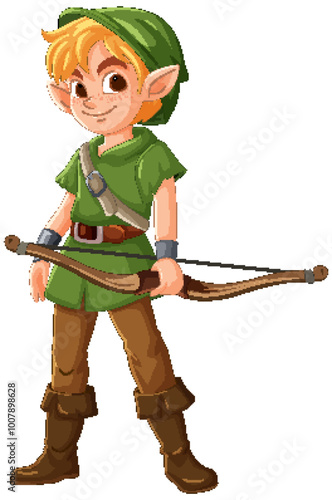 Elf Archer with Bow and Arrow