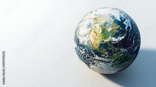 Earth Globe Model with North America Focused on White Background