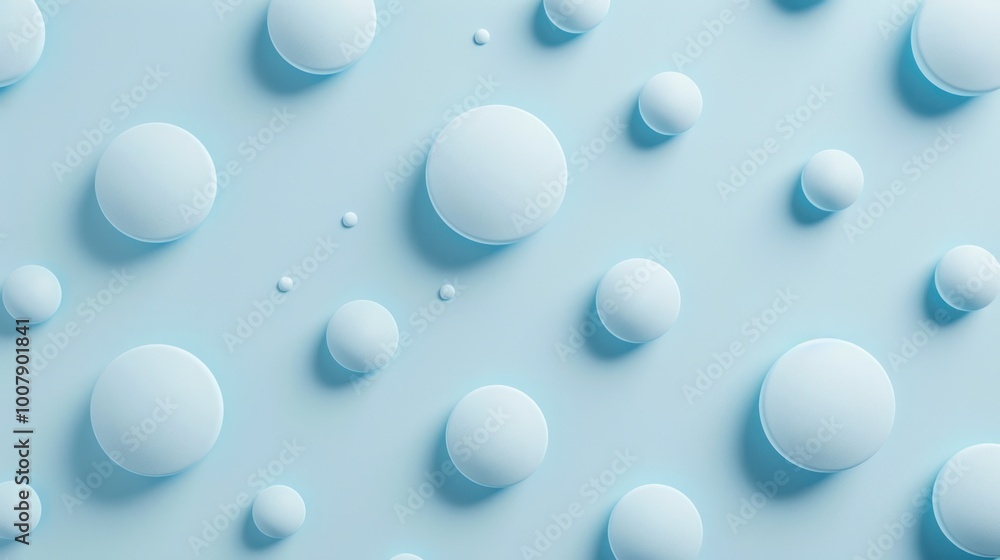 Abstract design featuring light blue spheres on a soft blue background. Abstract design featuring light blue spheres on a soft blue background.