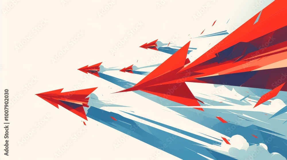 Red and blue arrows moving forward in a vector illustration with a white and red-blue color theme symbolize progress and direction Red and blue arrows moving forward in a vector illustration with a white and red-blue color theme symbolize progress and direction
