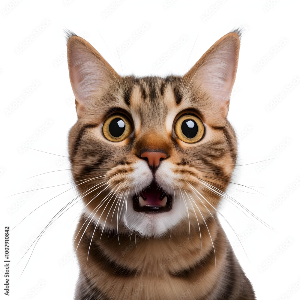Angry and surprised cat with a funny, excited expression, isolated on a transparent background, perfect for memes, stickers, or humorous digital projects Angry and surprised cat with a funny, excited expression, isolated on a transparent background, perfect for memes, stickers, or humorous digital projects