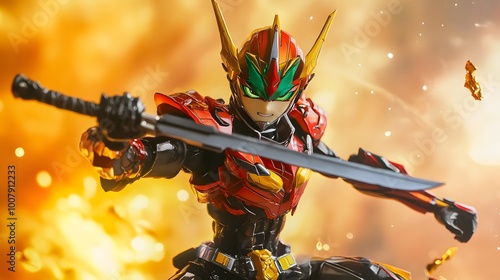 Anime figure in battle-ready pose with flexible joints and vibrant colors