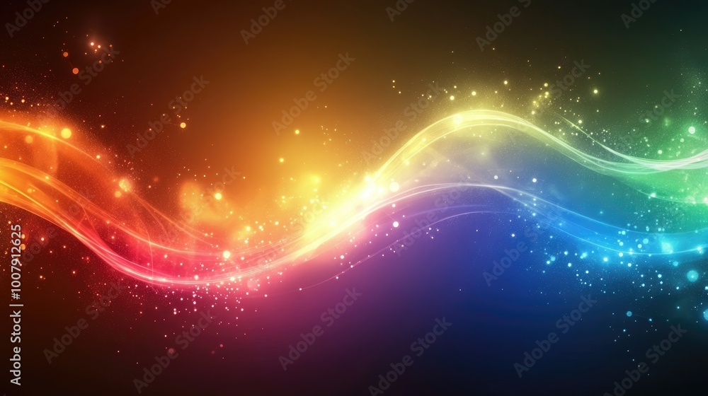 Fototapeta premium This artwork displays an eye-catching explosion of colorful waves and shimmering lights