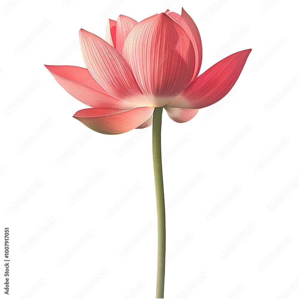 A vector design of a single lotus flower with smooth pink petals and a clean green stem, presented in a symmetrical and minimalist fashion. 8k UHD, suitable for high-quality printing or digital A vector design of a single lotus flower with smooth pink petals and a clean green stem, presented in a symmetrical and minimalist fashion. 8k UHD, suitable for high-quality printing or digital