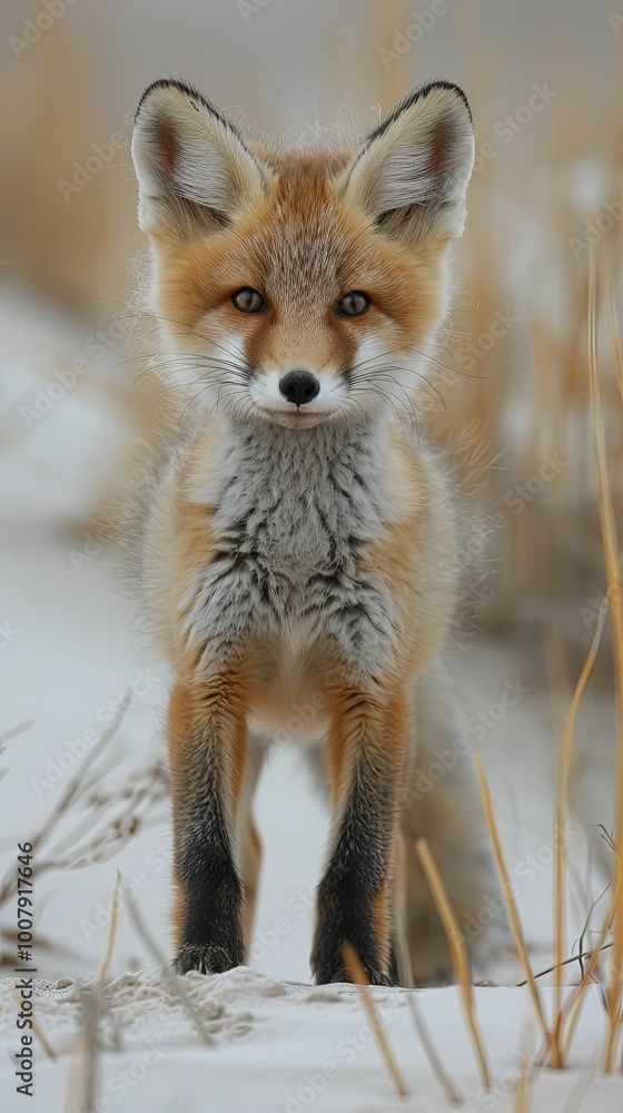 A red fox walked confidently through the arid desert landscape. A red fox walked confidently through the arid desert landscape.