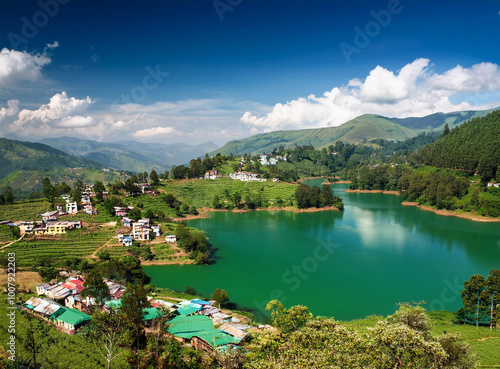 Emerald Lake and village, Nilgiris  photo