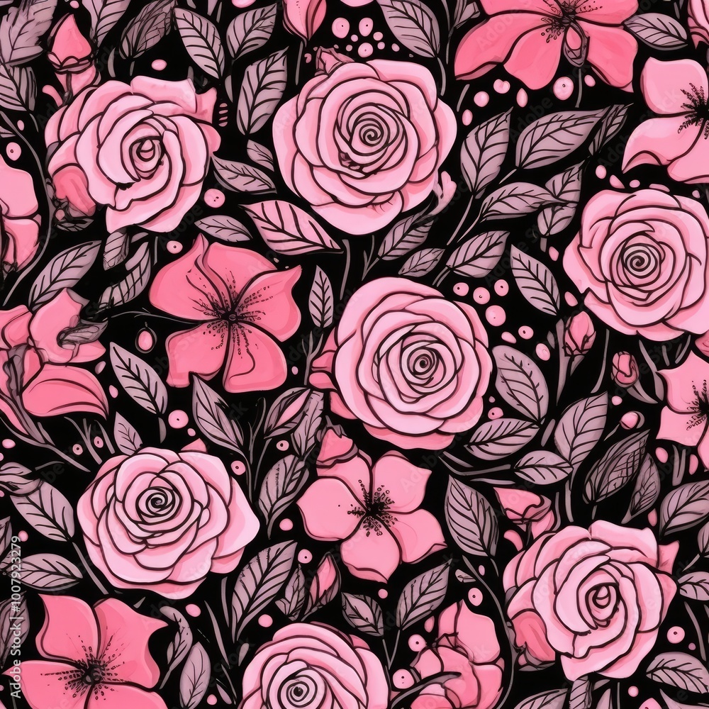 Pink rose floral pattern Pink rose floral pattern