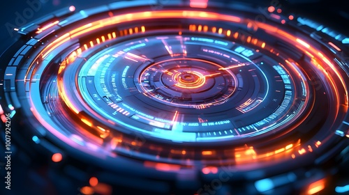 Wallpaper Mural Glowing Circular Interface with Neon Lights Torontodigital.ca