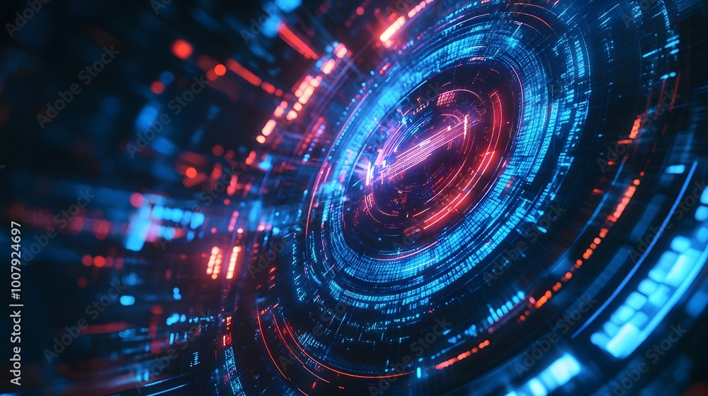 Obraz premium Abstract Digital Interface with Red and Blue Lights