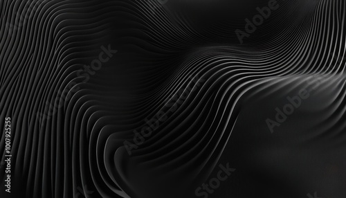 Abstract Black Wavy Pattern with Depth and Dimension