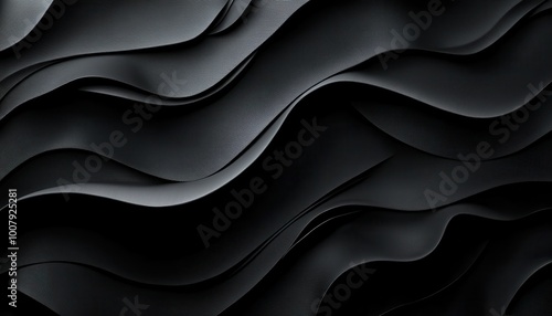 Abstract Black Wavy Pattern with Subtle Texture