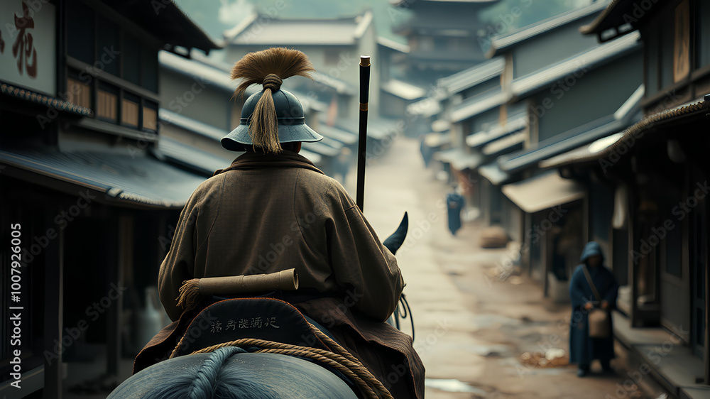 Obraz premium AI image generate Japanese warriors of the feudal era