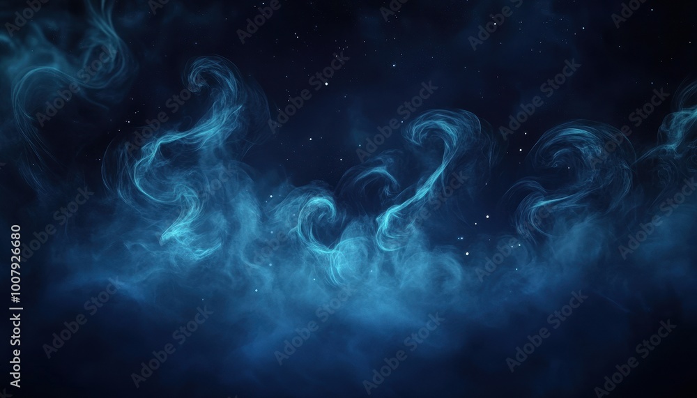 Abstract Blue Swirls with Starry Background Abstract Blue Swirls with Starry Background