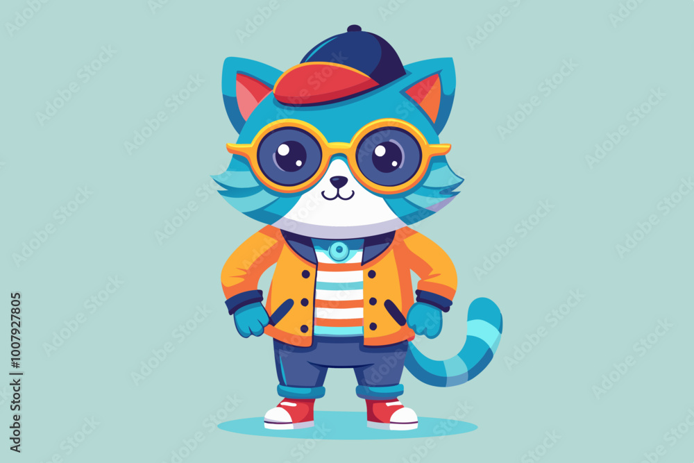 Obraz premium Stylish cat vector art illustration 