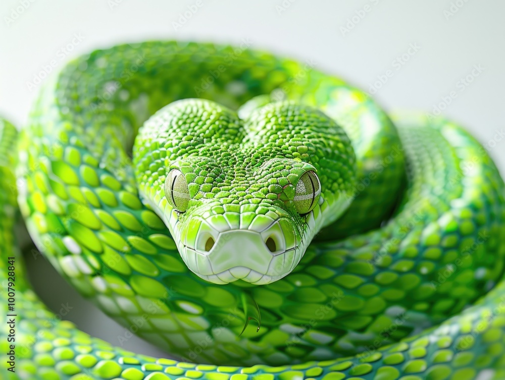 Green tree python close up Green tree python close up